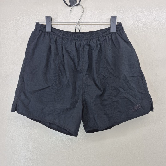 Vintage 90s NIKE Swim Trunks Shorts Men's Large Black Embroidered Swoosh - Picture 1 of 10
